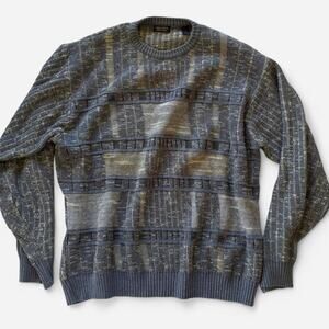 Blue and grey Cellinni vintage 90s crewneck knit sweater